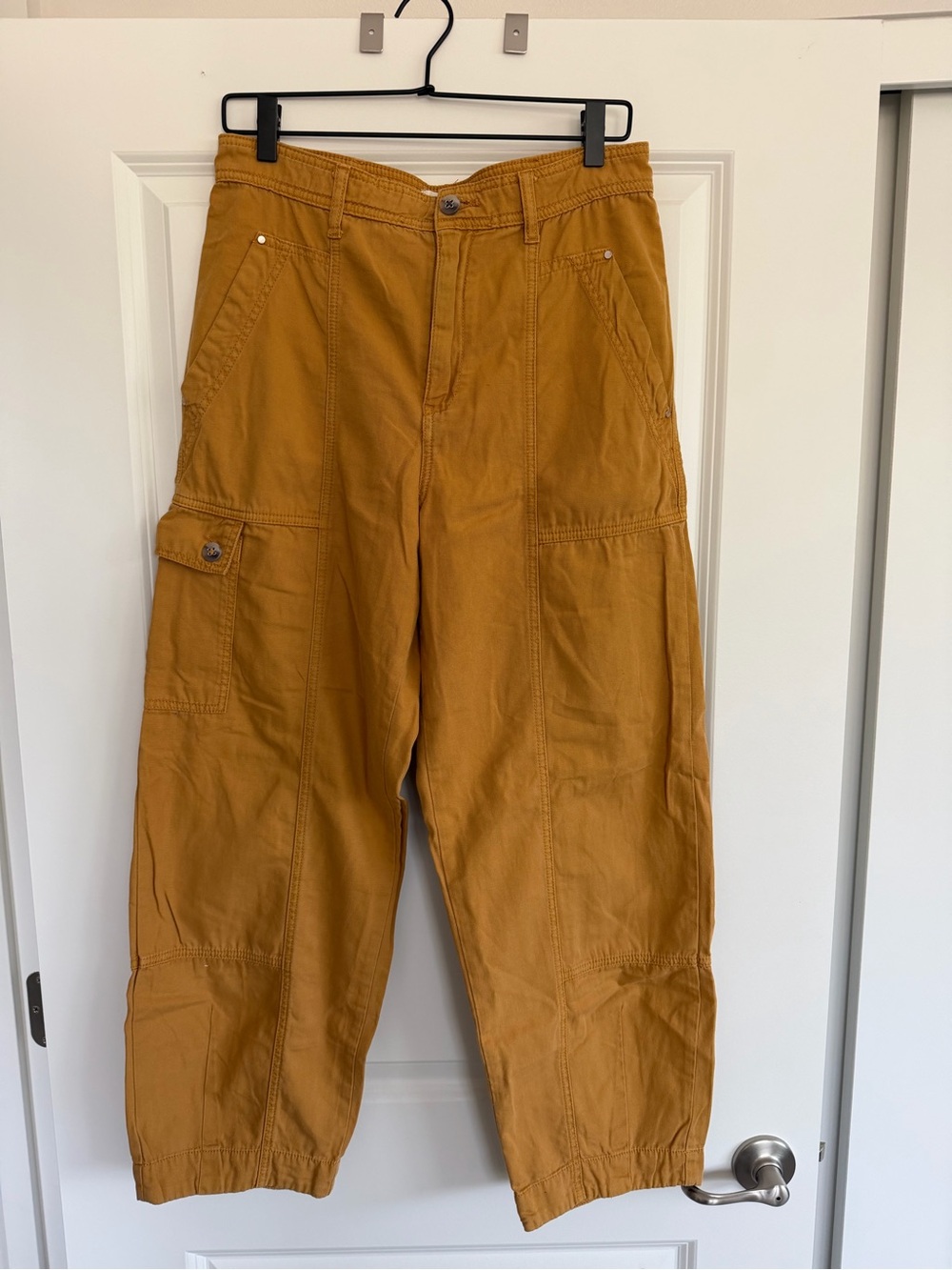 Anthropologie Women’s Barrel Cargo Pants in golden mustard